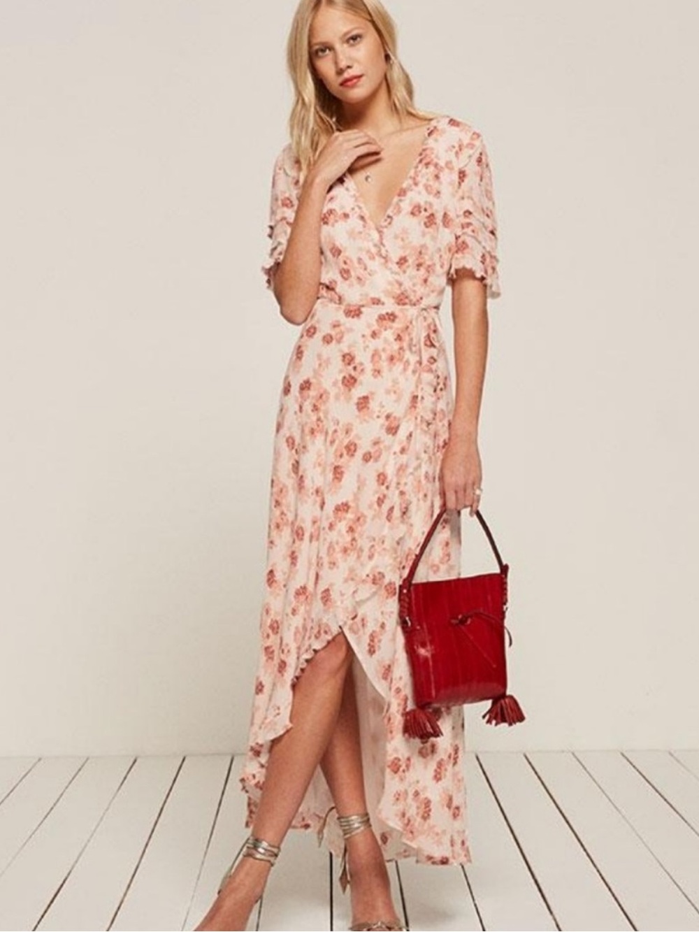 Reformation Lottie Floral Wrap Dress